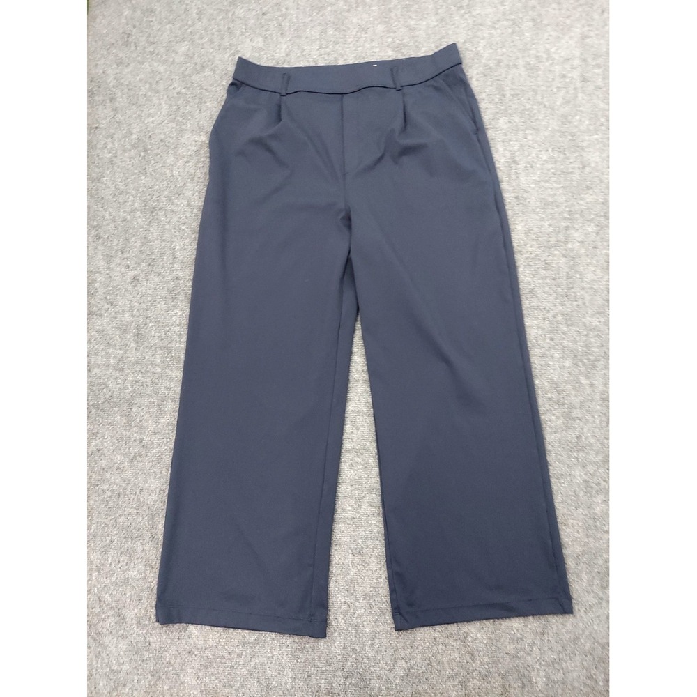 Halara Pants Womens XL Blue Pleated Wide Leg Stretch Career 34x29 Pull On